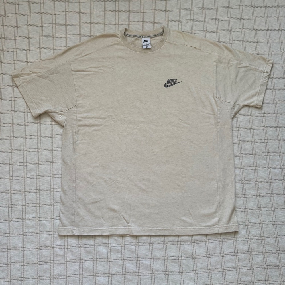 Nike Mens Move to Zero T-Shirt XXL Oatmeal Heather Speckled Logo Short Sleeve